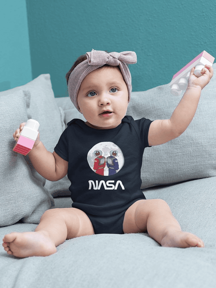 Nasa Astronaut Duo Over Moon Bodysuit -NASA Designs