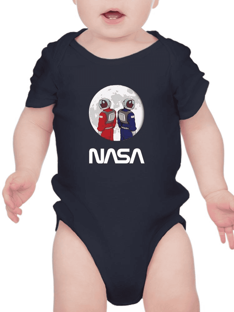 Nasa Astronaut Duo Over Moon Bodysuit -NASA Designs