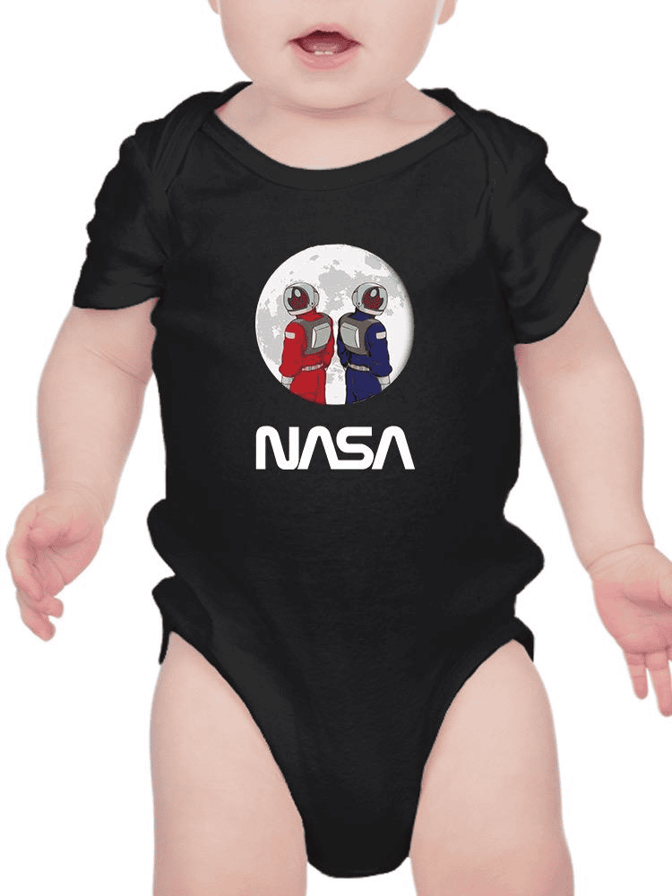 Nasa Astronaut Duo Over Moon Bodysuit -NASA Designs