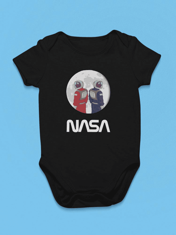 Nasa Astronaut Duo Over Moon Bodysuit -NASA Designs