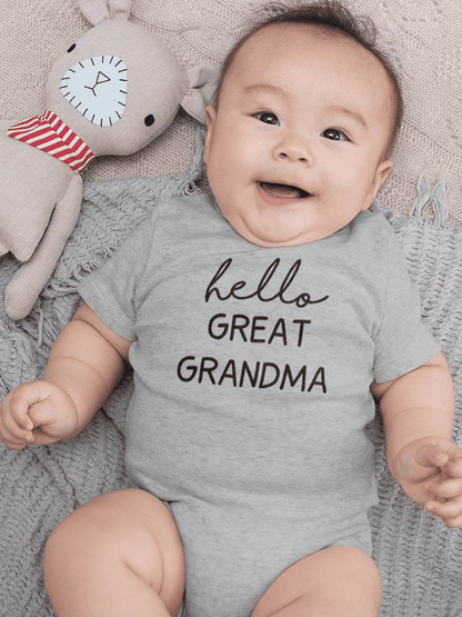 Hello Great Grandma Quote Bodysuit Baby's -SmartPrintsInk Designs