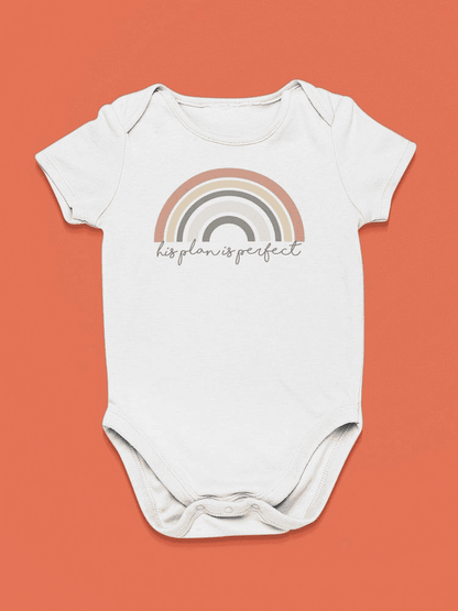 His Plan Is Perfect, Quote Bodysuit Baby's -SmartPrintsInk Designs