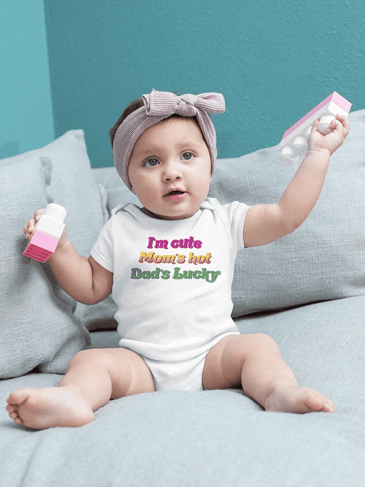 Dad Is Lucky Quote Bodysuit Baby's -SmartPrintsInk Designs