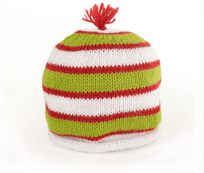 Green & Red Striped Baby Hat