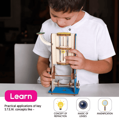 Buildables Compound Microscope - Kids Build This to Learn About Refraction, Magnification And Magic of Lenses