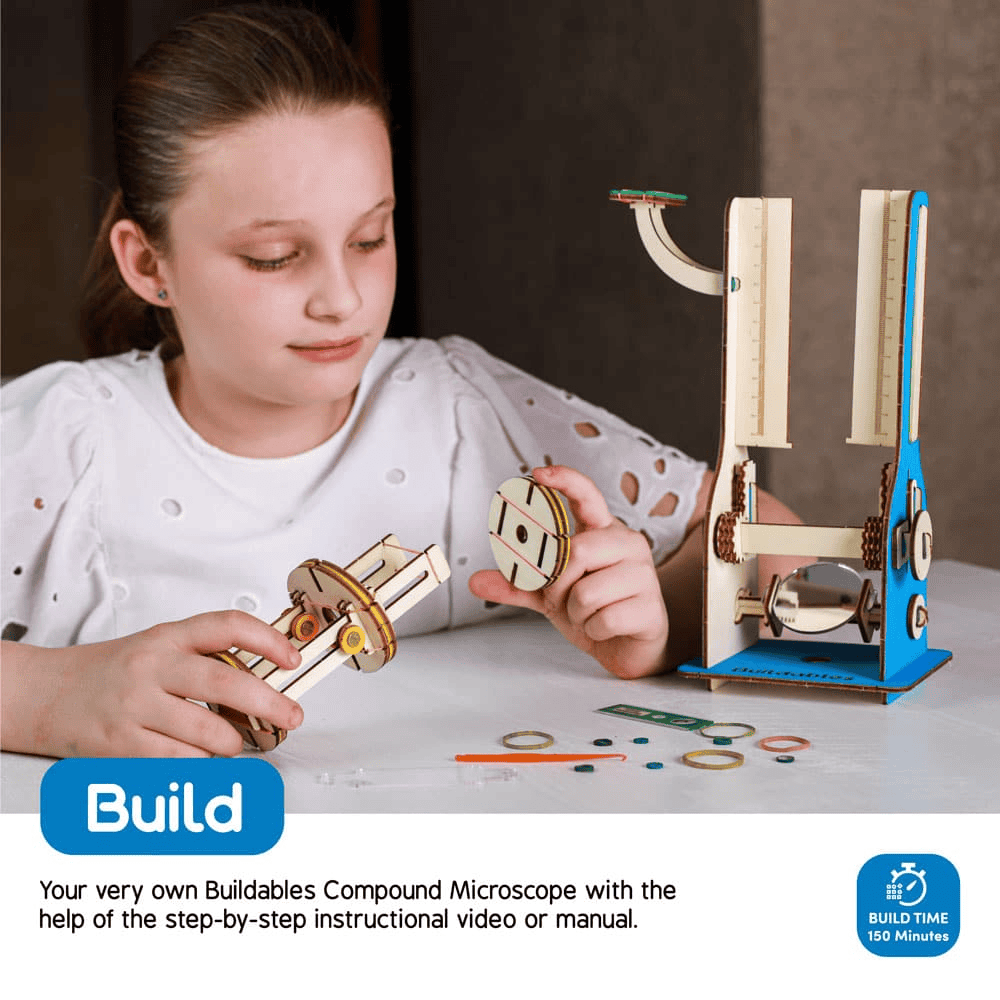 Buildables Compound Microscope - Kids Build This to Learn About Refraction, Magnification And Magic of Lenses