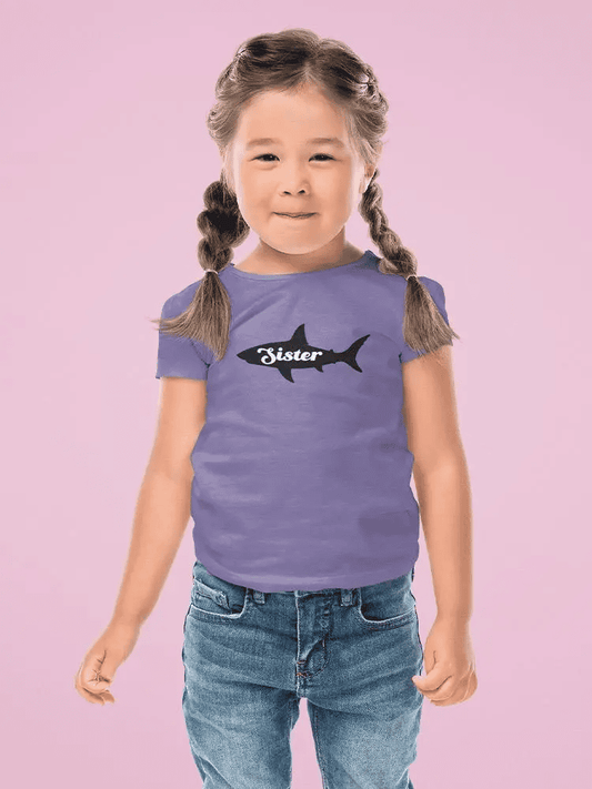 Shark Sister Splash: Trendy Toddler Tee with a Fin-tastic Twist!