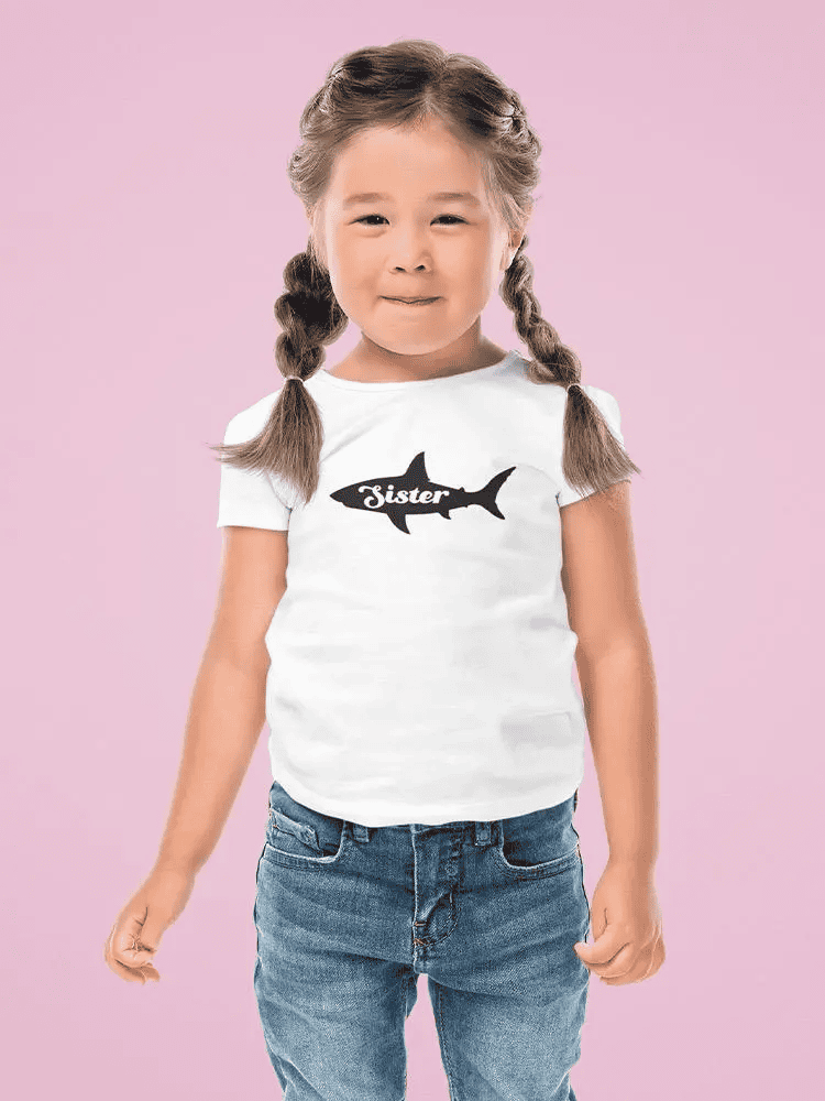 Shark Sister Splash: Trendy Toddler Tee with a Fin-tastic Twist!