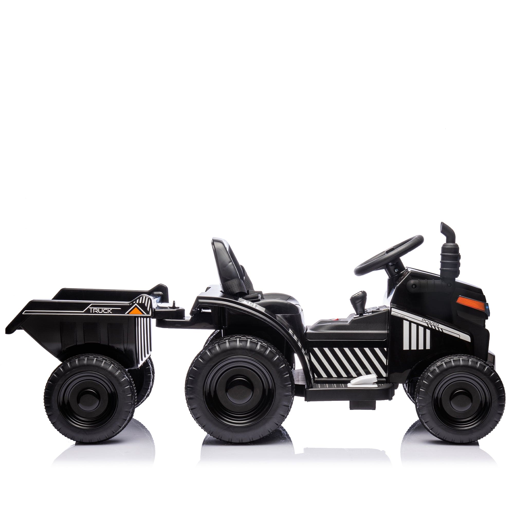 12V Kids Ride On Electric Tractor Black Knight,Kids Ride On Toy.2WD,Non-skid tires, steering wheel, foot pedal,With Removable storage tug,Light,Bluetooth,Music,MP3,USB,Power Display For Kids Aged 2-3.