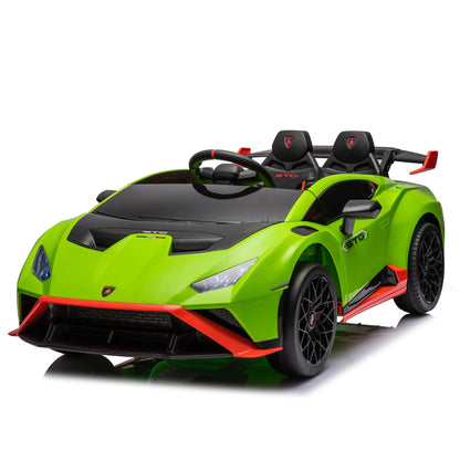 Lamborghini Huracan Sto 24V Kids Electric Ride-On Drift Car: Speeds 1.86-5.59 MPH, Ages 3-8, Foam Front Wheels, 360° Spin, LED Lights, Dynamic Music, Early Learning, USB Port, Drift Feature