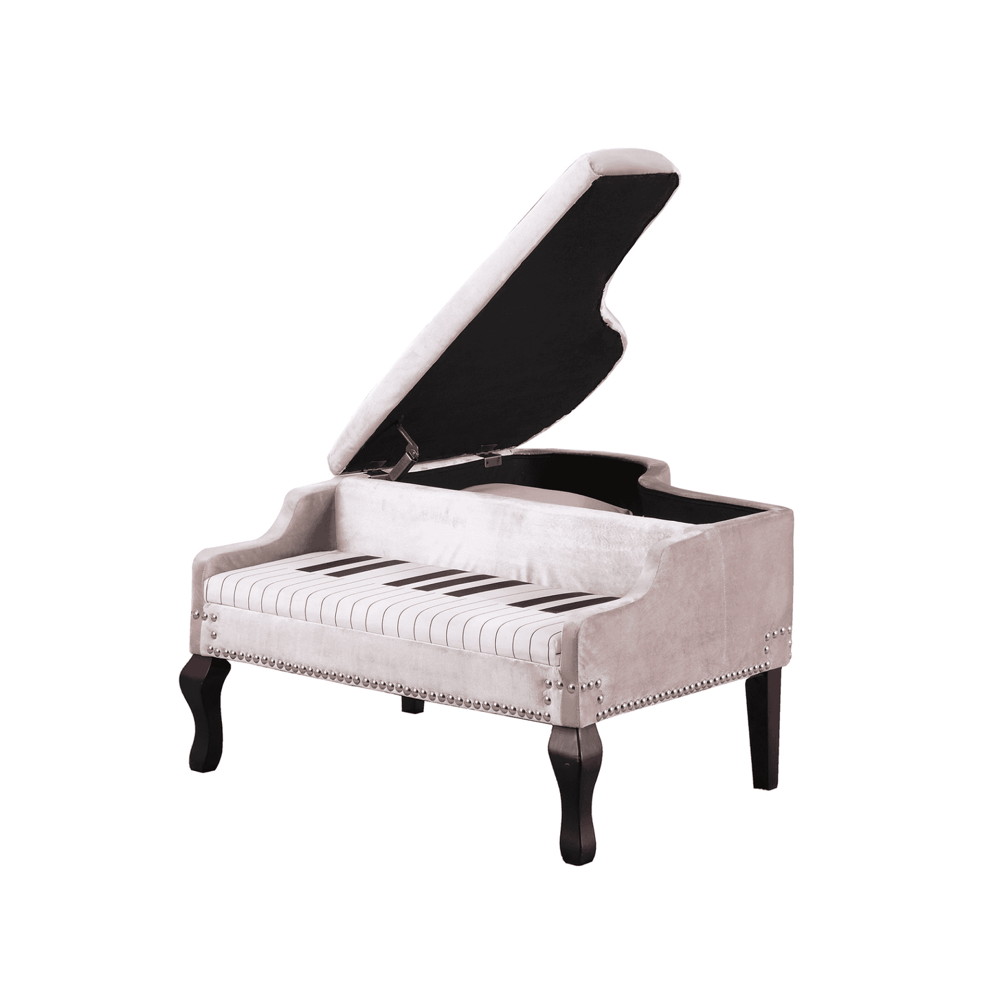 Silver Velour Baby Grand Piano Storage Bench