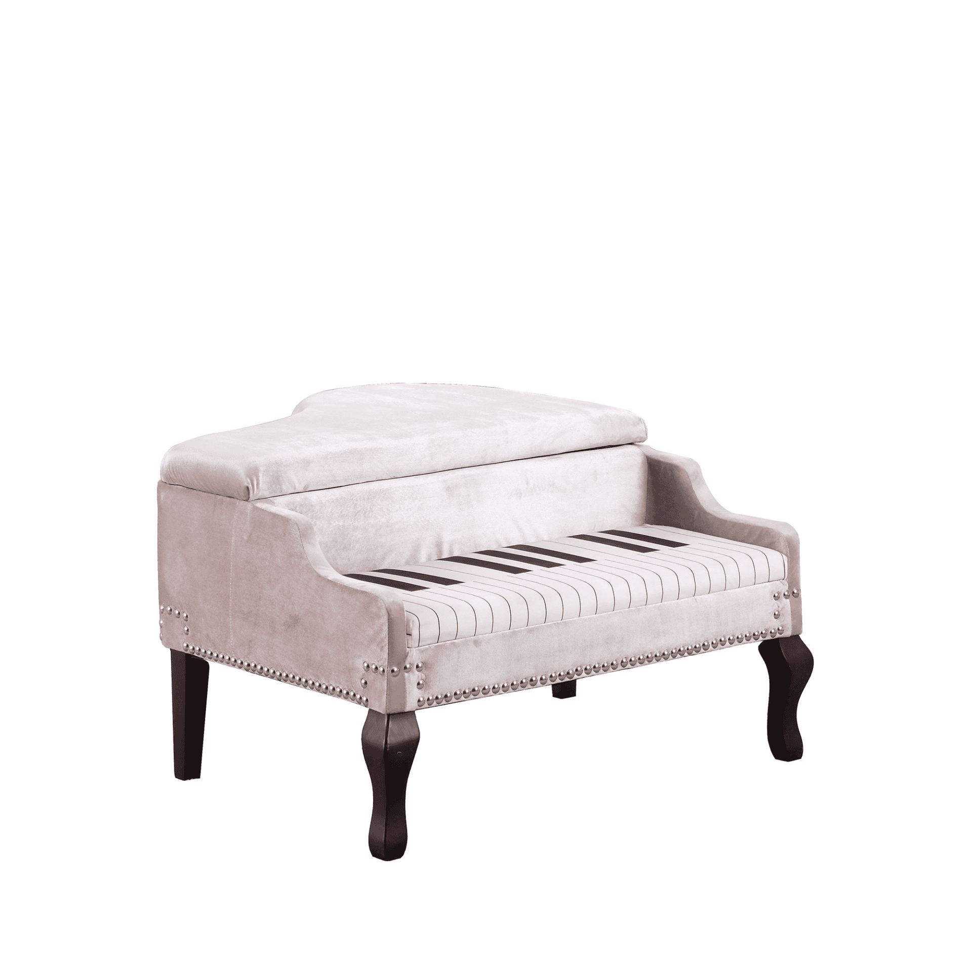 Silver Velour Baby Grand Piano Storage Bench