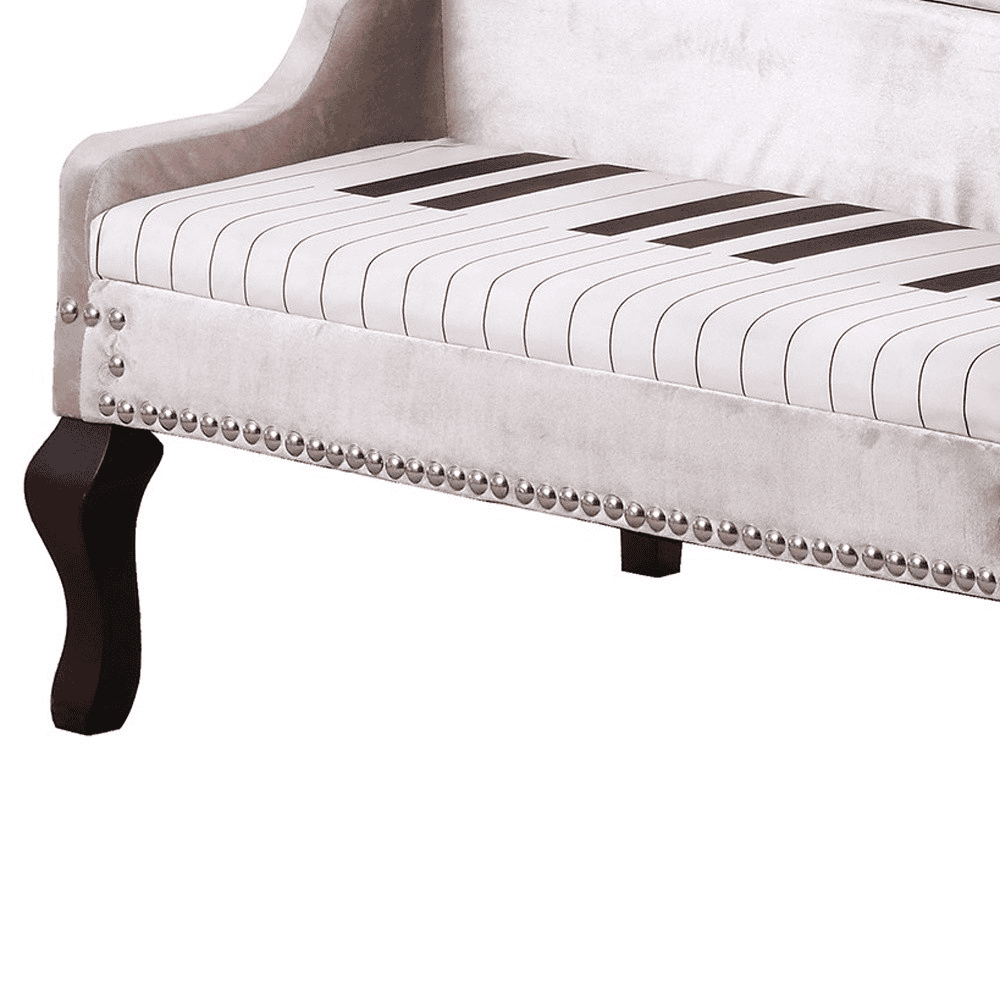 Silver Velour Baby Grand Piano Storage Bench