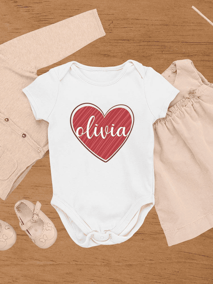 Custom Name And Heart Bodysuit -Custom Designs