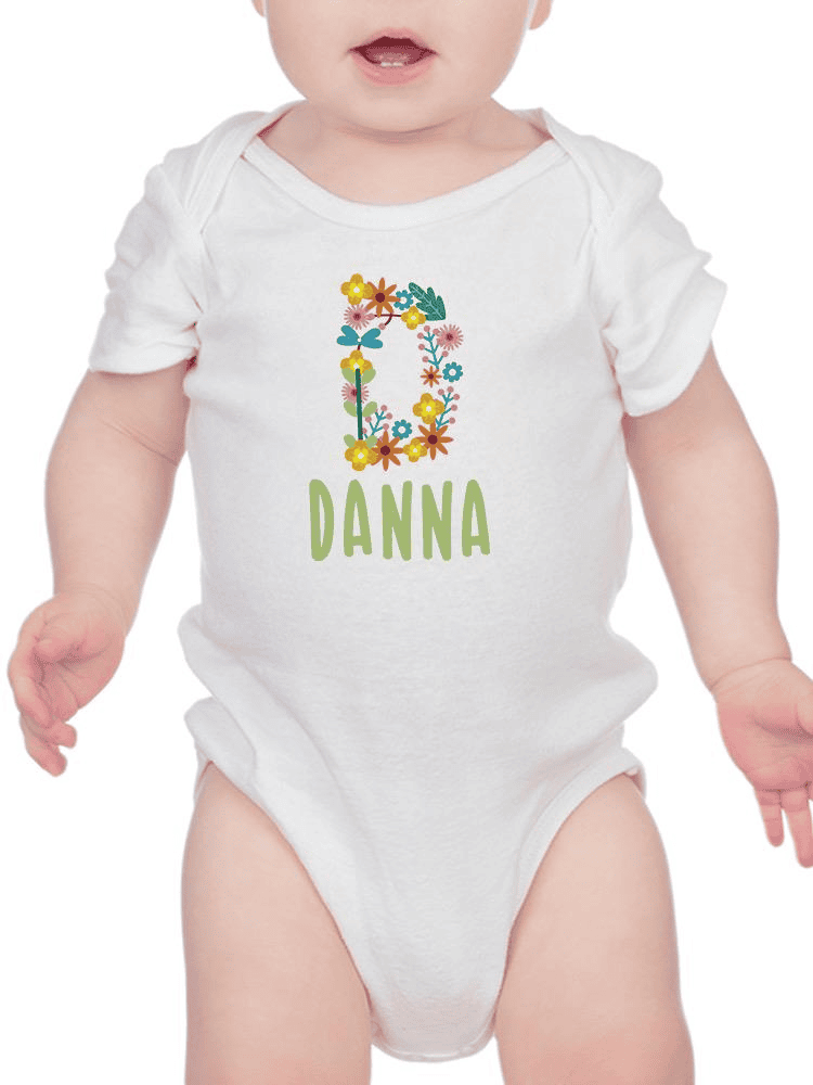 Custom Name And Floral Initial. Bodysuit -Custom Designs