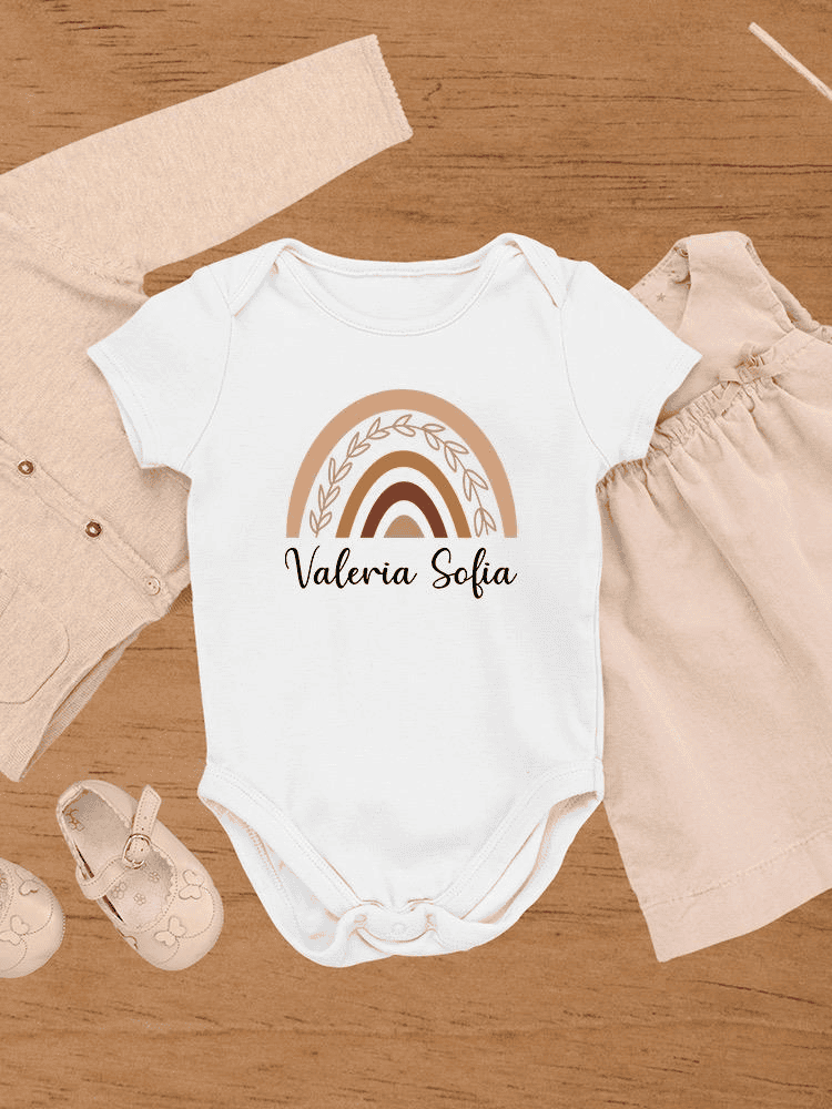 Rainbow With Custom Name Bodysuit -Custom Designs