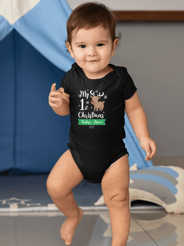 My 1St Christmas Baby Name Bodysuit -Custom Designs