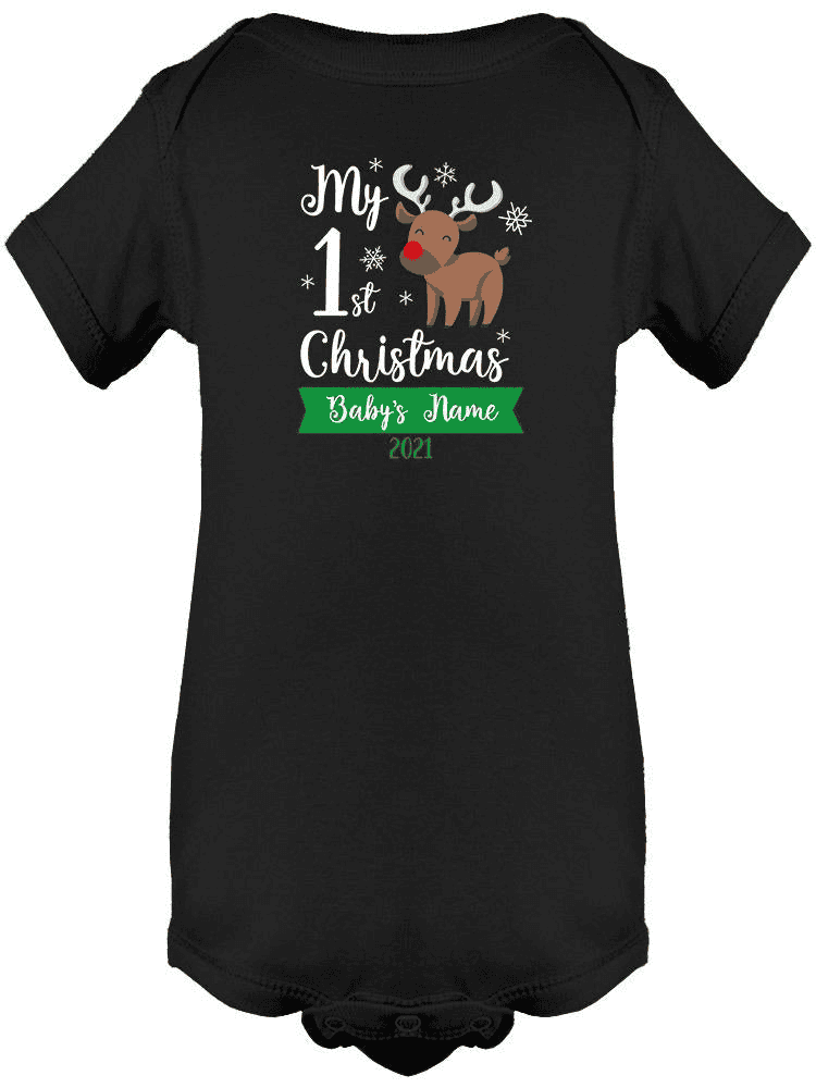 My 1St Christmas Baby Name Bodysuit -Custom Designs