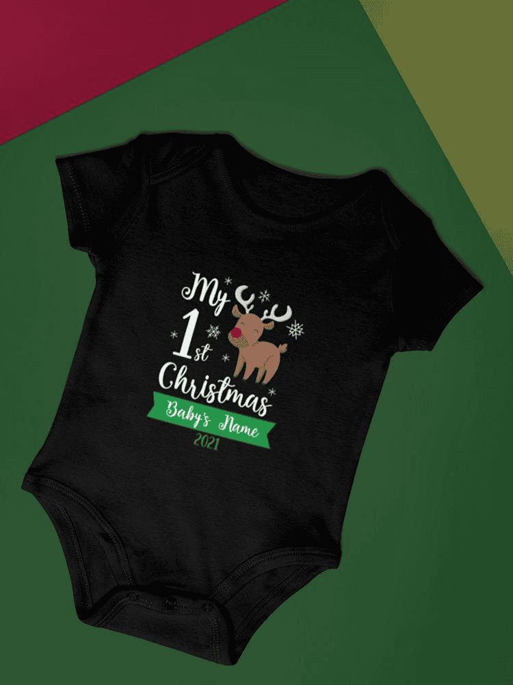 My 1St Christmas Baby Name Bodysuit -Custom Designs