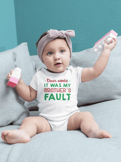 It Was My Brother's Fault Santa! Bodysuit -SmartPrintsInk Designs