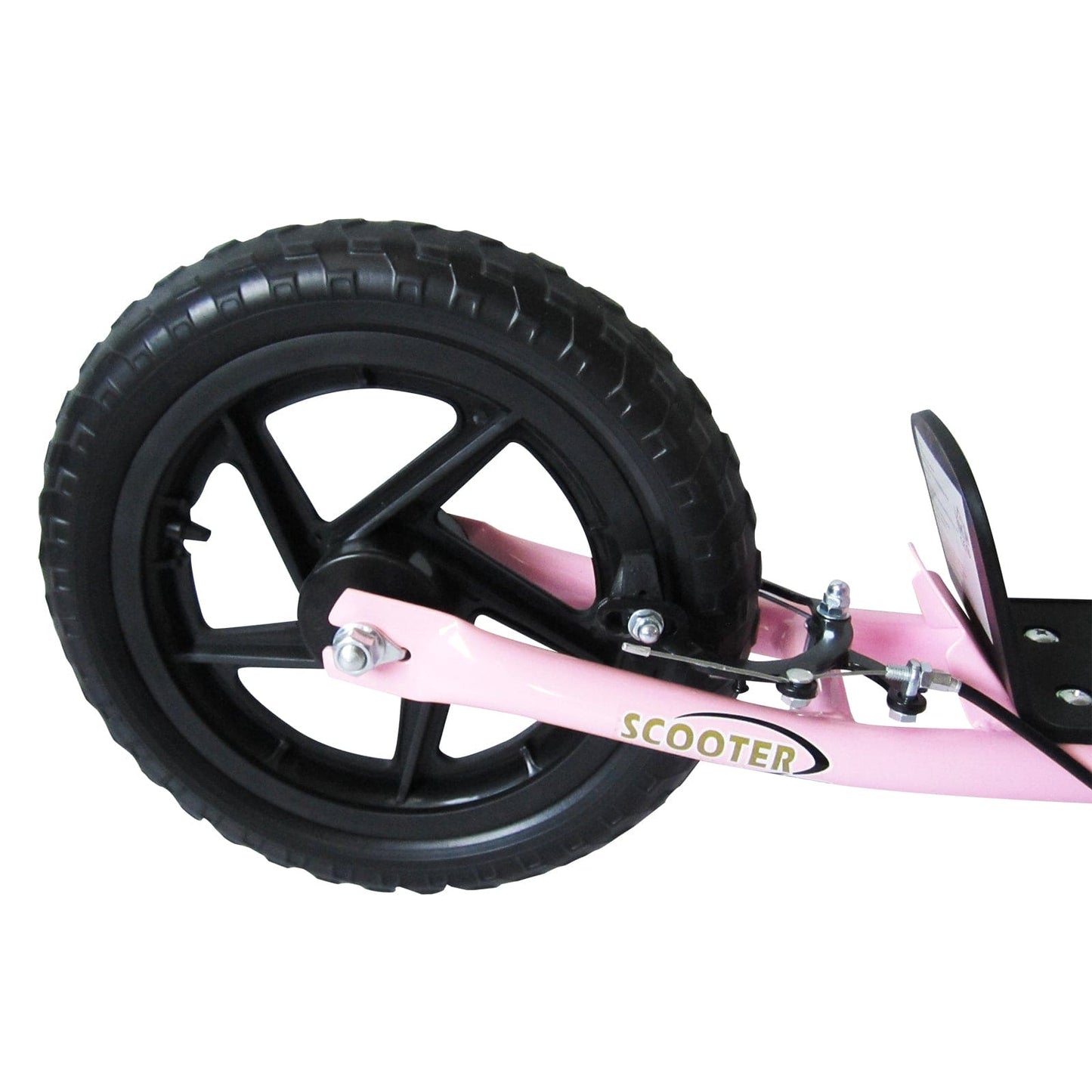 HOMCOM Kick Scooter for Kids 5-12 Years Old, Big Wheel Kids Scooter with Adjustable Height Handlebar, Non-slip Footplate, Rear Brake, Pink