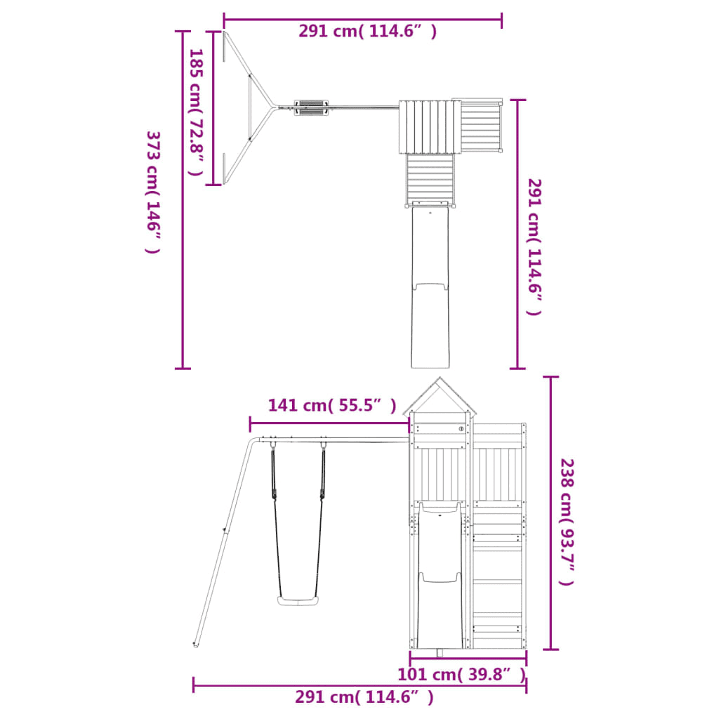 vidaXL Outdoor Playset Solid Wood Douglas