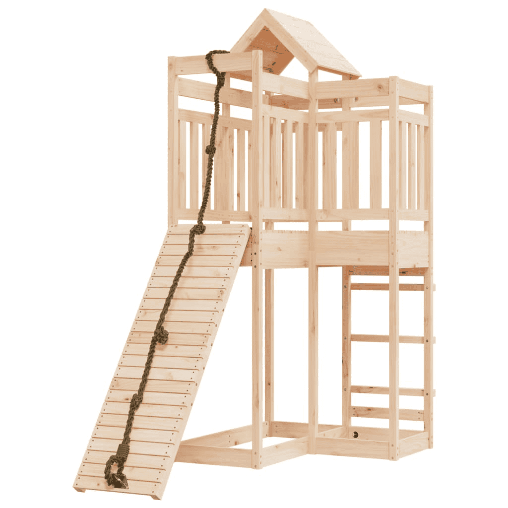 vidaXL Playhouse with Climbing Wall Solid Wood Pine