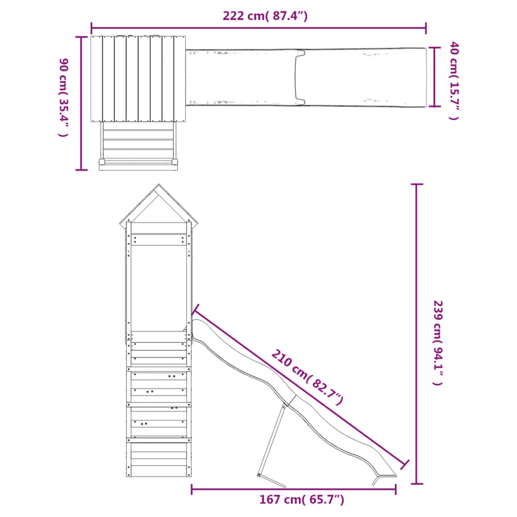 vidaXL Outdoor Playset Solid Wood Pine