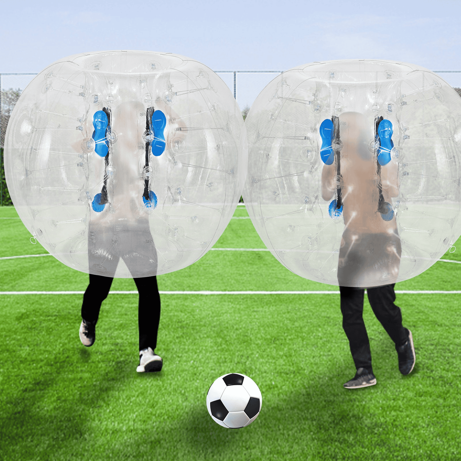 VEVOR 2PCS Inflatable Bumper Ball 4 FT / 1.2M Diameter, Bubble Soccer Ball, Blow It Up in 5 Min, Inflatable Zorb Ball for Adults or Children (4 FT, Transparent)