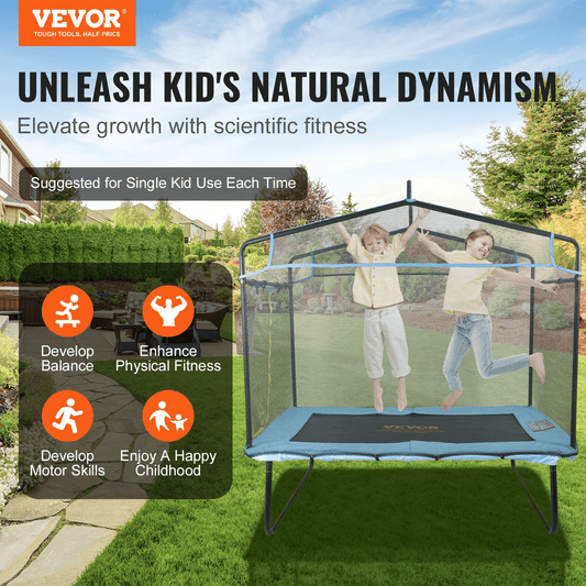 VEVOR 6FT Trampoline for Kids, 72" Indoor/Outdoor Toddlers Trampoline, Mini Baby Trampoline with Safety Enclosure Net, Gymnastics Bar, Hammock, Recreational Trampoline Birthday Gift for 3+ Years Kids