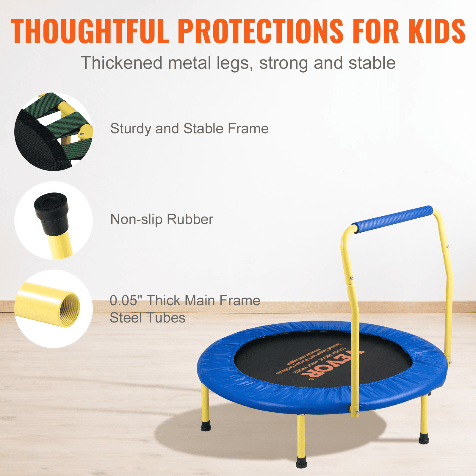 VEVOR 3FT Trampoline for Kids Indoor/Outdoor Foldable Baby Toddlers Trampoline