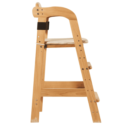 VEVOR Grow-With-Me Wooden High Chair – Adjustable Beechwood Dining Seat for Babies & Toddlers