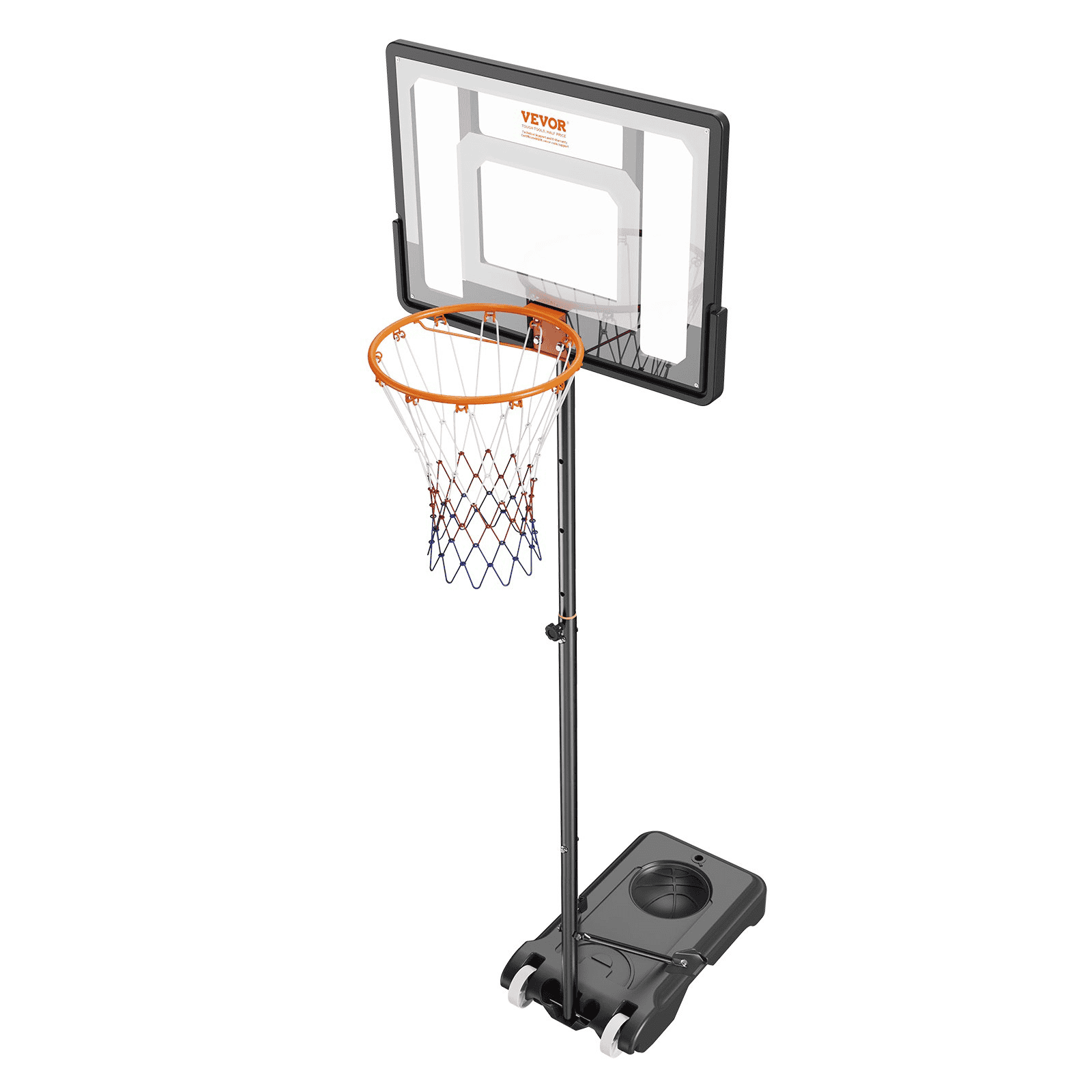 VEVOR Basketball Hoop, 5-7 ft Adjustable Height Portable Backboard System, 32 inch Basketball Hoop & Goal, Kids & Adults Basketball Set with Wheels, Stand, and Fillable Base, for Outdoor/Indoor