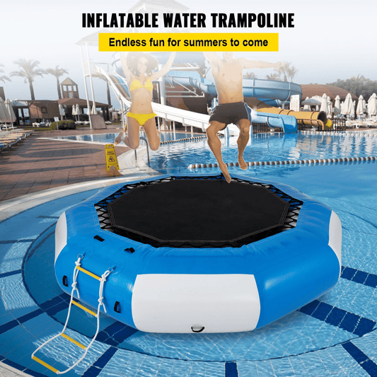 VEVOR 13ft Inflatable Water Bouncer, Water Trampoline Splash Padded Inflatable Bouncer Bounce Swim Platform for Water Sports