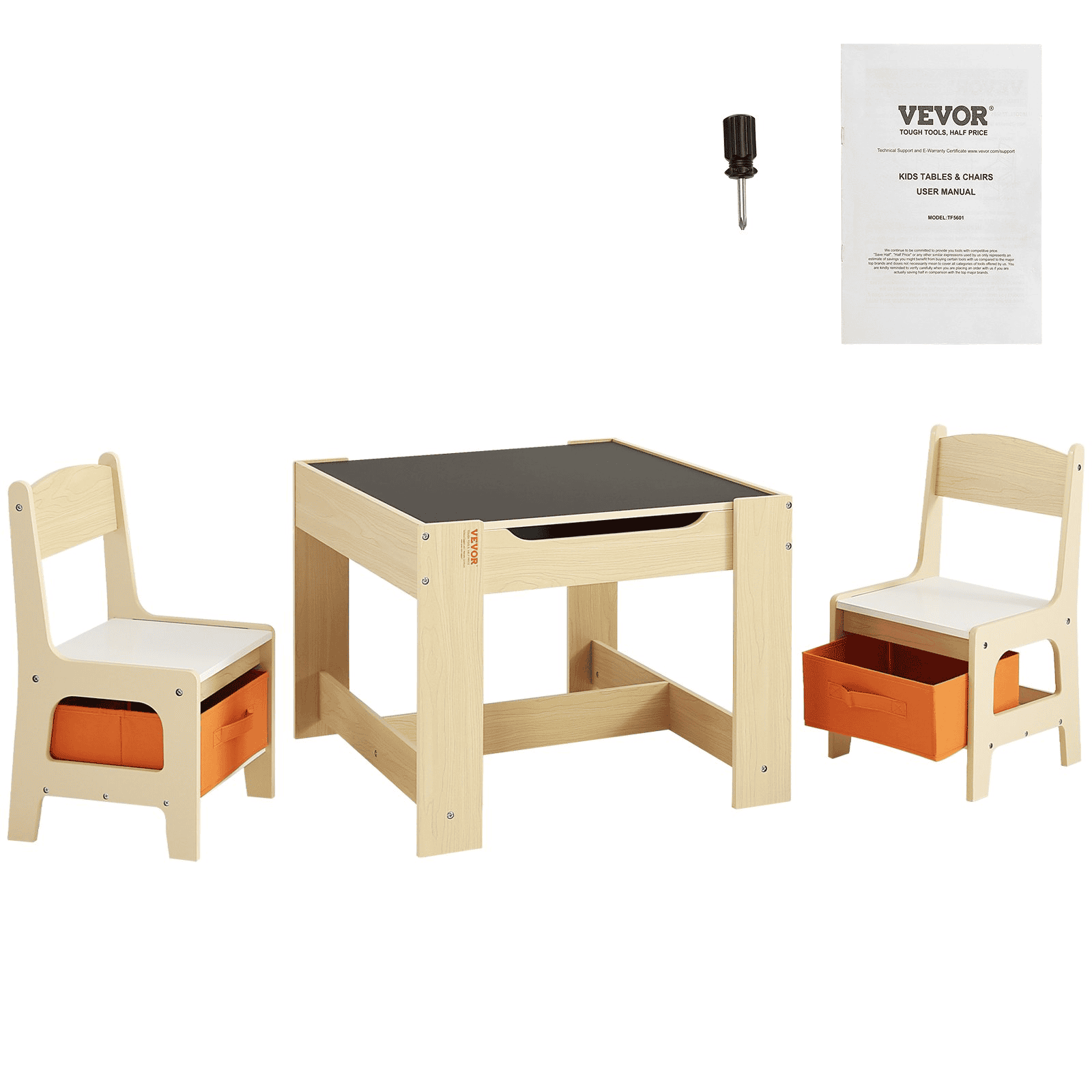 VEVOR Wooden Kids Activity Table & Chair Set – Storage-Packed Play Table for Art, Craft, Reading, & Learning