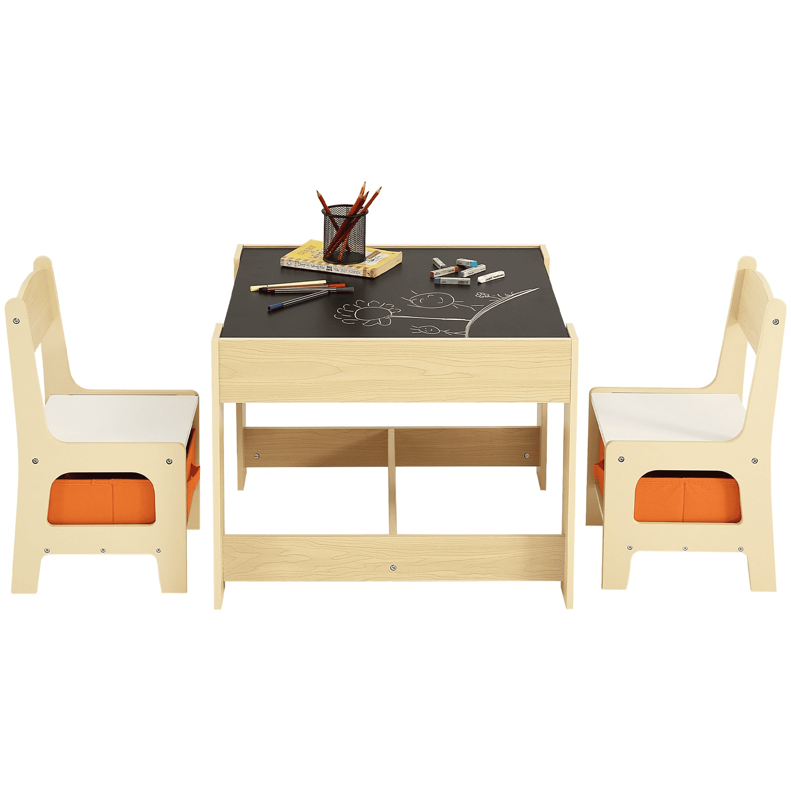 VEVOR Wooden Kids Activity Table & Chair Set – Storage-Packed Play Table for Art, Craft, Reading, & Learning