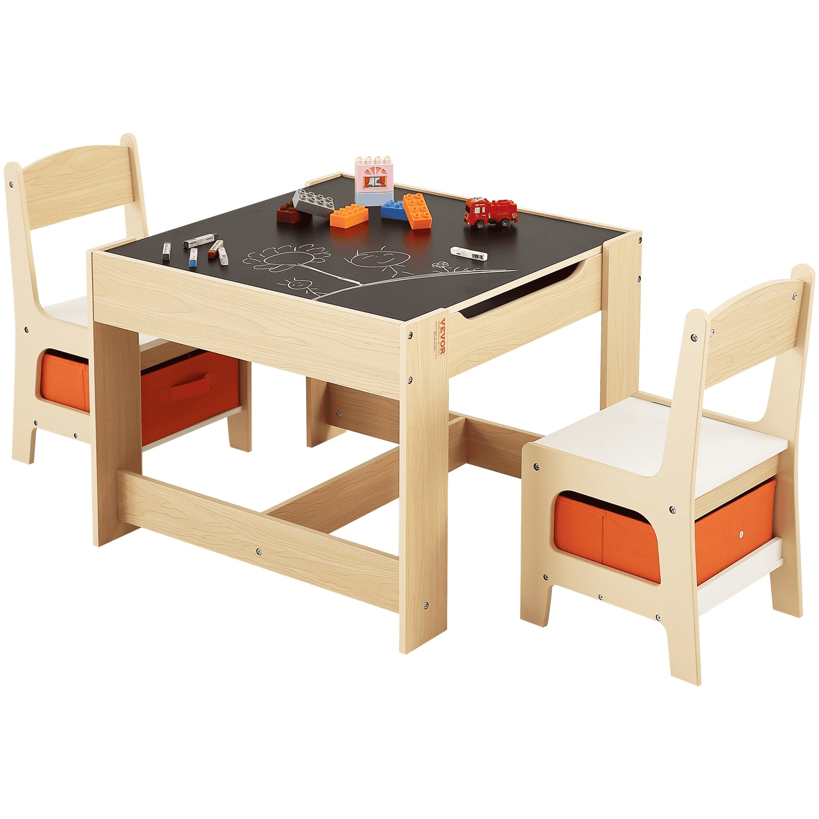 VEVOR Wooden Kids Activity Table & Chair Set – Storage-Packed Play Table for Art, Craft, Reading, & Learning