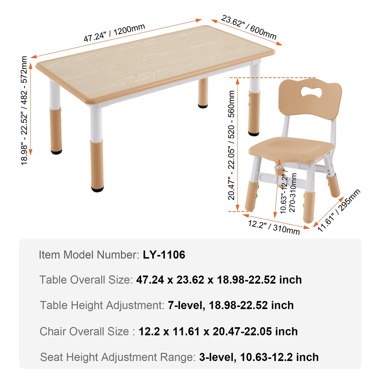 VEVOR Kids Table and 4 Chairs Set, Height Adjustable Toddler Table and Chair Set, Graffiti Desktop, Children Multi-Activity Table for Art, Craft, Reading, Learning