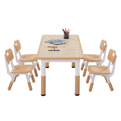 VEVOR Kids Table and 4 Chairs Set, Height Adjustable Toddler Table and Chair Set, Graffiti Desktop, Children Multi-Activity Table for Art, Craft, Reading, Learning