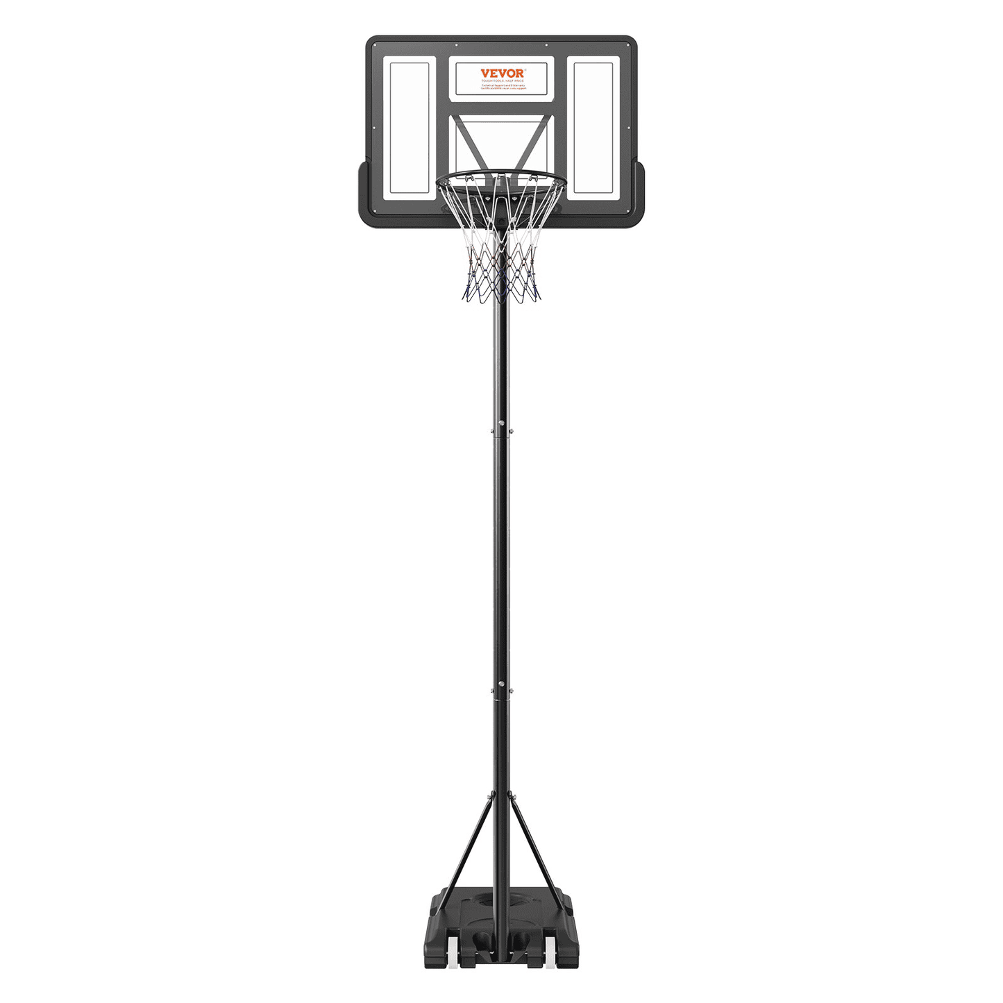 VEVOR Adjustable Basketball Hoop 4-10 ft | Portable 44-Inch Backboard System for Kids & Adults | Indoor/Outdoor Basketball Set with Wheels & Fillable Base