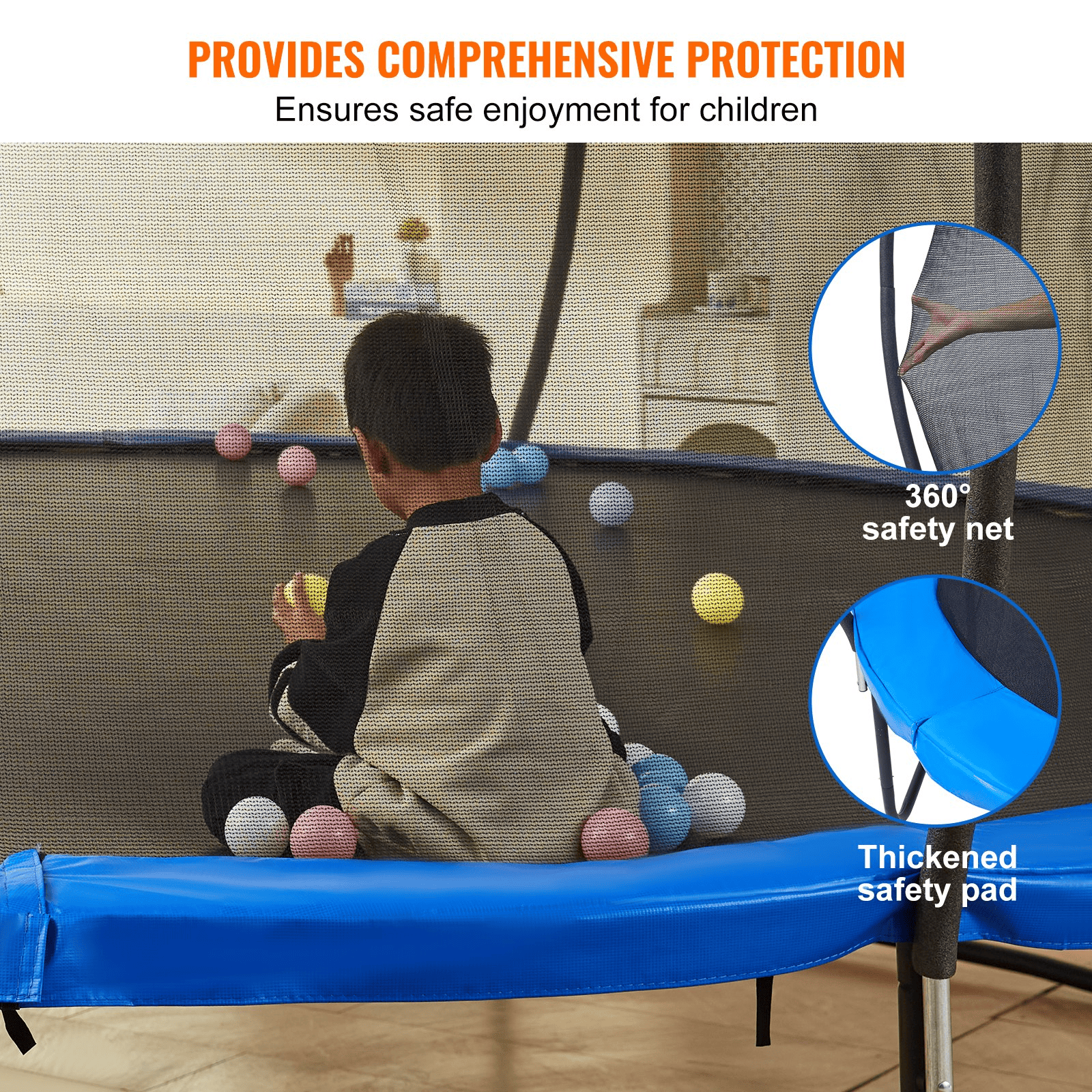 VEVOR 10FT Trampoline, 330 lbs Trampoline with Enclosure Net, Ladder, and Curved Pole, Heavy Duty Trampoline with Jumping Mat and Spring Cover Padding, Outdoor Recreational Trampolines for Kids Adults