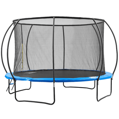 VEVOR 12FT Trampoline, 400 lbs Trampoline with Enclosure Net, Ladder, and Curved Pole, Heavy Duty Trampoline with Jumping Mat and Spring Cover Padding, Outdoor Recreational Trampolines for Kids Adults