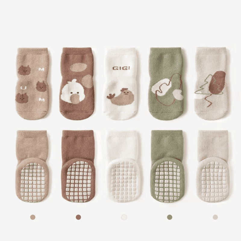 Set of 5 Non-Slip Socks for Children