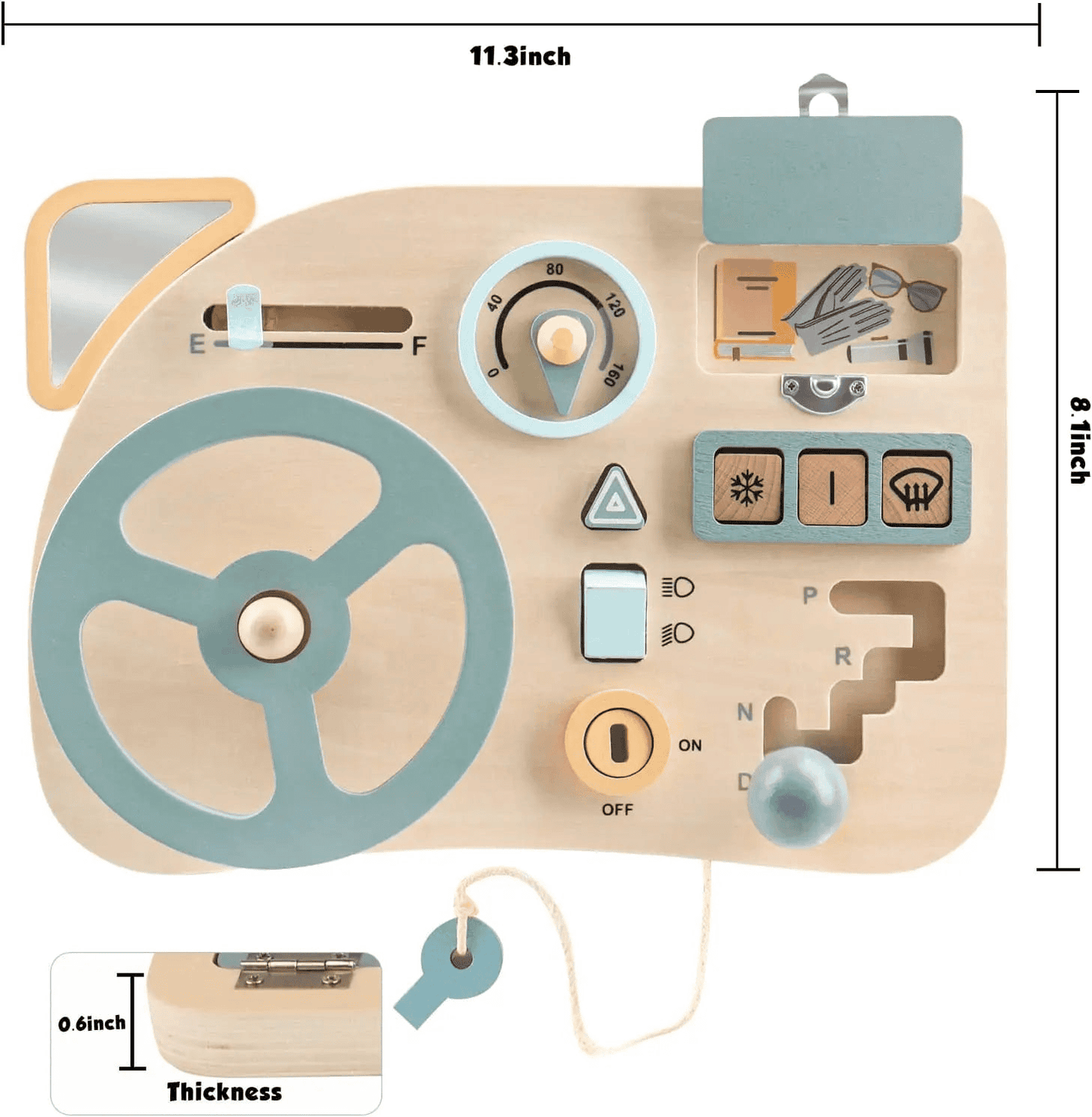 Montessori Wooden Sensory Tablet Car Dashboard for Children