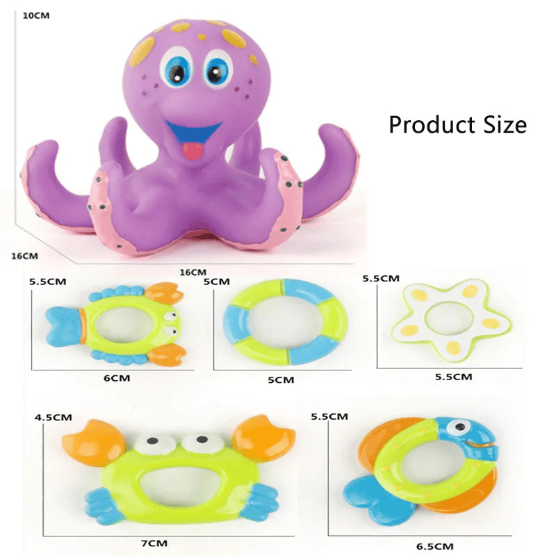 Bath Toy Floating Octopus with Rings