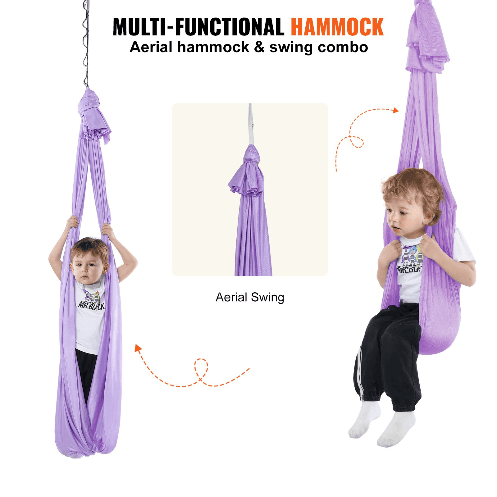 VEVOR Sensory Swing for Kids, 3.1 Yards, Therapy Swing for Children with Special Needs, Cuddle Swing Indoor Outdoor Hammock for Child & Adult with Autism, ADHD, Aspergers, Sensory Integration, Purple