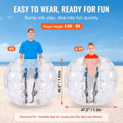 Inflatable Bumper Balls 2-Pack, 4FT/1.2M Body Sumo Zorb Balls for Teen, 0.8mm Thick PVC Human Hamster Bubble Balls for Outdoor Team Gaming Play, Bumper Bopper Toys for Garden, Yard, Park