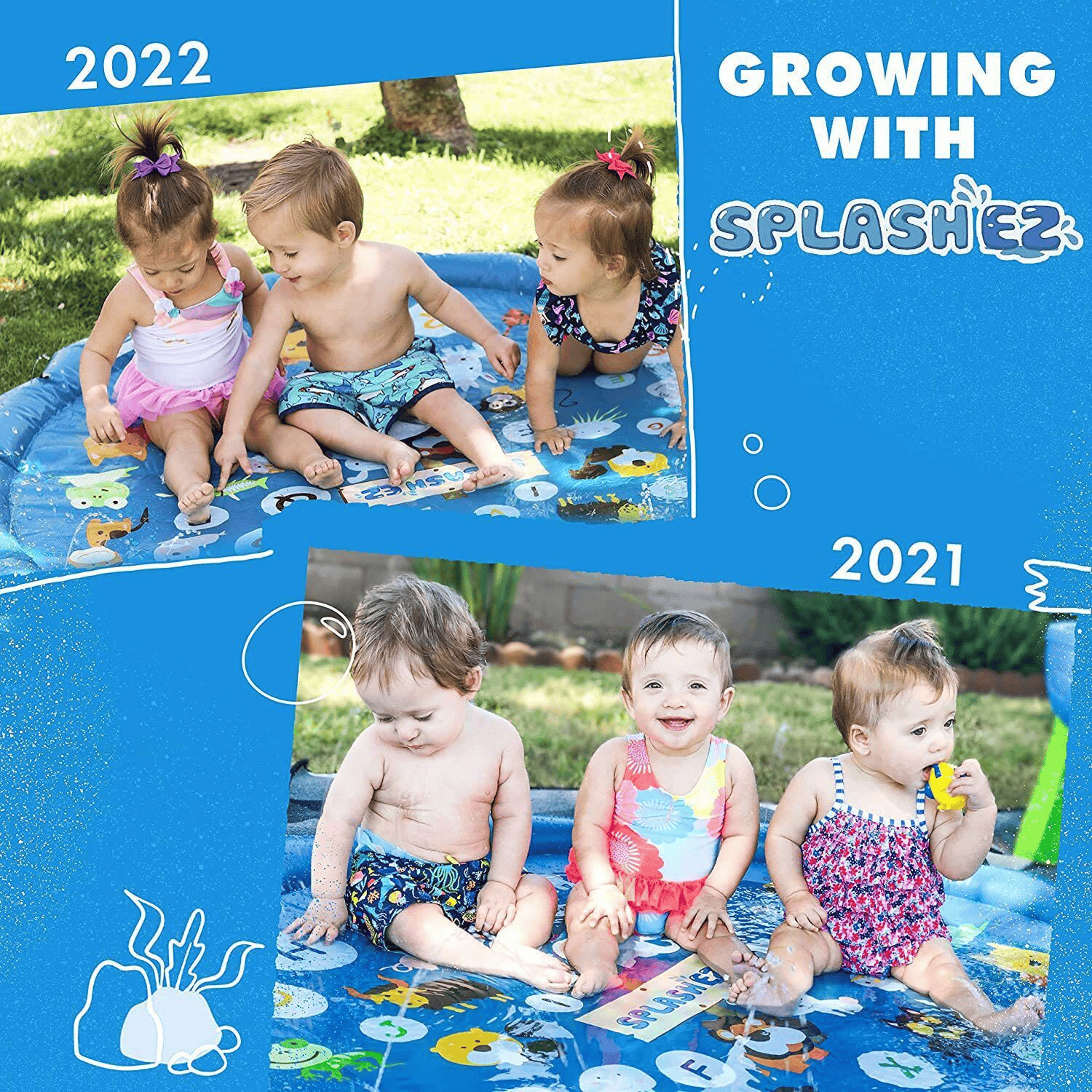 Splash Pad Baby Pool & Sprinkler, Outdoor Water Summer Toy