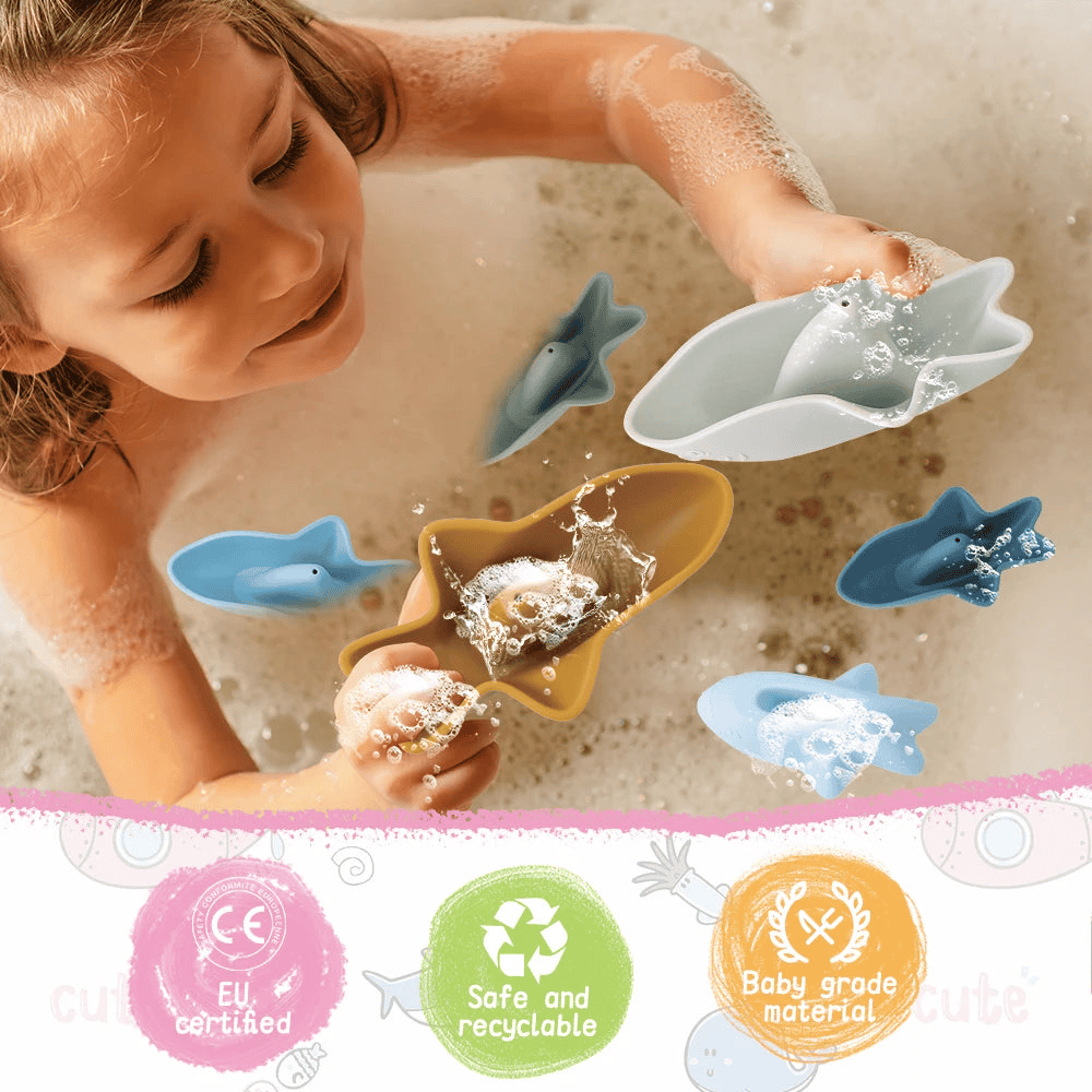 Bath Toy Set of 3 Silicone Sharks Multivariant