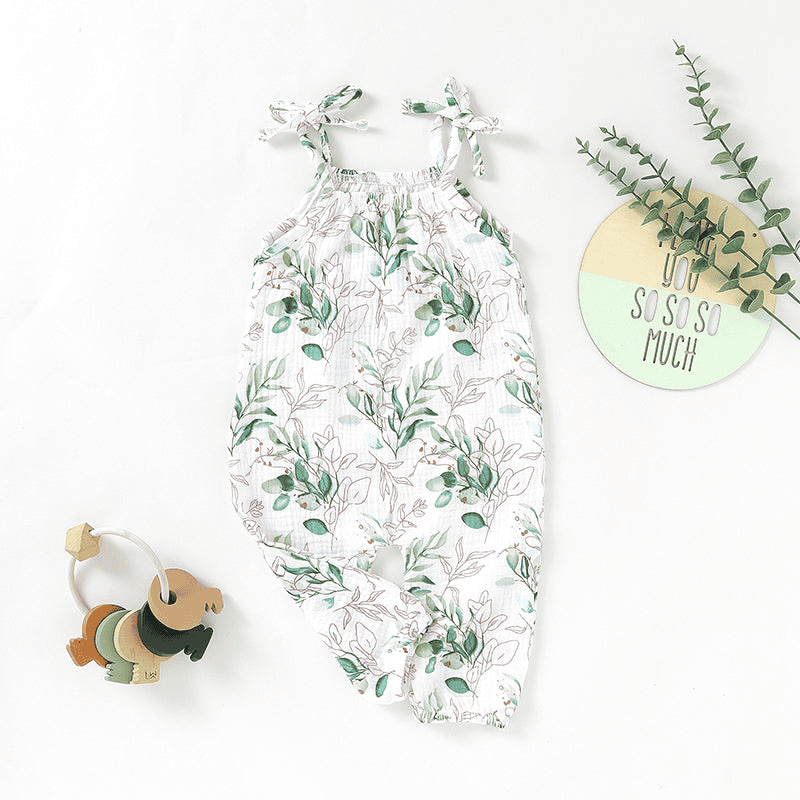 Organic Cotton Muslin Baby Tie Print Jumpsuit